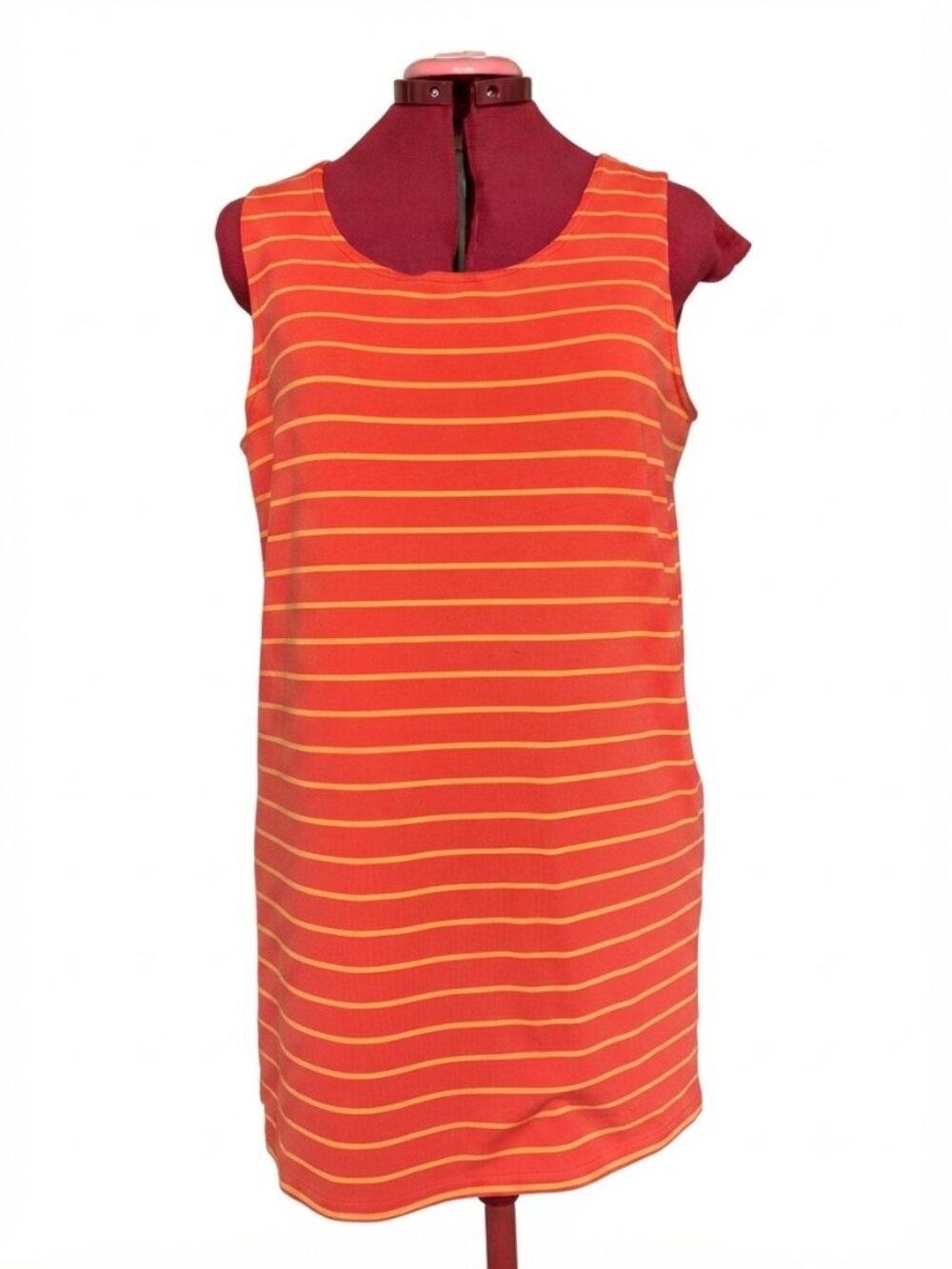 EMMA JAMES - Bright Red & Orange Striped Tank Dress / Long Top – Size Medim